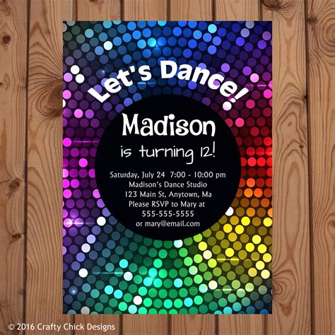 Dance Party Invitation Dance Party Birthday Invitation Dance Etsy