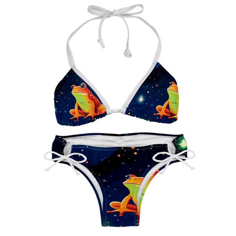 Starry Sky Frog Detachable Sponge Adjustable Strap Bikini Set Two Pack