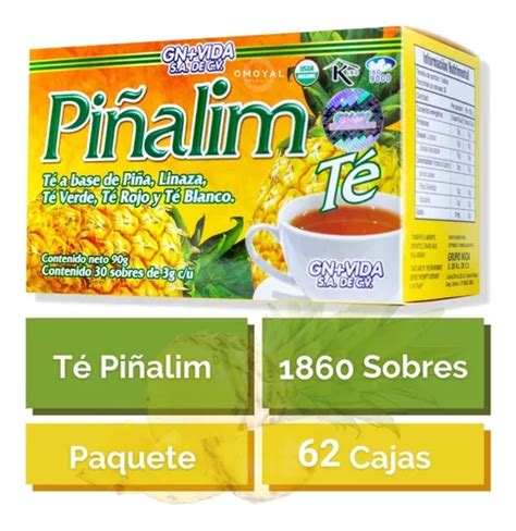 Té Piñalim 30 Sobres Gn vida Paquete 62 Piezas Envío gratis