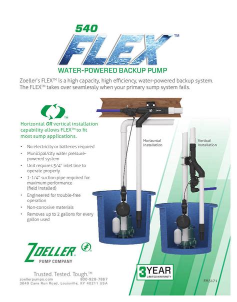 Zoeller 540 Flex™ 540 0005 Water Powered Emergency Backup Sump Pump