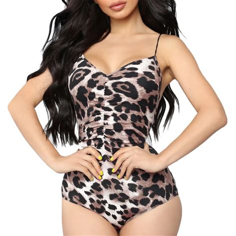 Women Sexy Leopard Print One Piece Swimsuit Printed Lingerie Lingerie