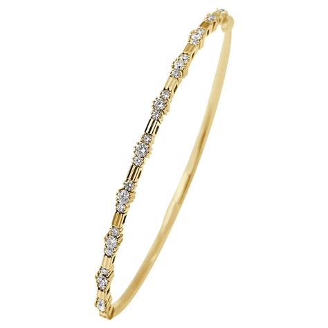 14k Yellow Gold Diamond 1ct Flexible Bangle For Her For Sale At 1stdibs