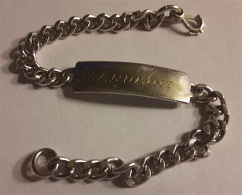 Vintage Sterling Silver Elco Id Bar Bracelet Pave Curb Link