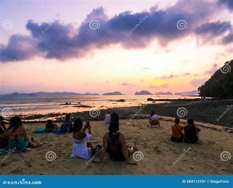 Sunset in Maremegmeg Beach in El Nido, Palawan Editorial Photo - Image of maremegmeg, southeast ...