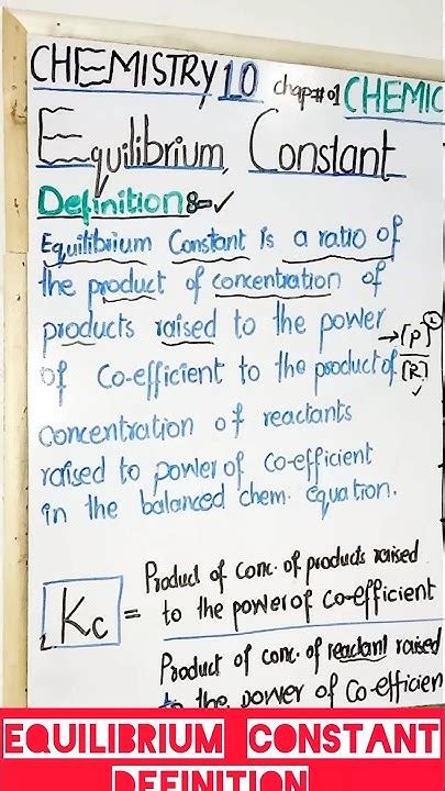 Equilibrium Constantdefinition Of Kc Chemisty 10 Chapter 01basic