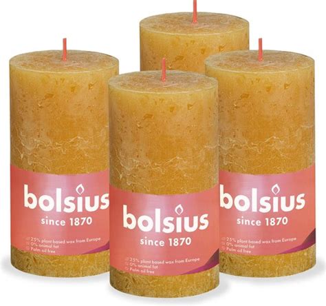 Bolsius Rustieke Kaars 4 Stuks Geel 13cm Bol