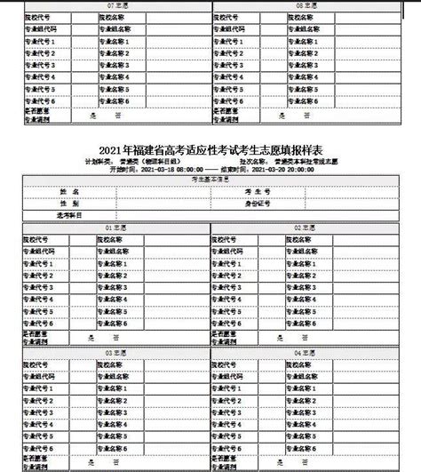 福建高考志愿填报样本表格图片2024年福建高考志愿填报指南