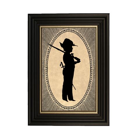 Framed Colonial Boy with Rifle Printed Silhouette- Antique Vintage ...