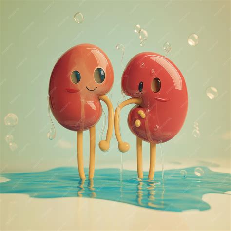 Cartoon 3D Anatomy Animated Kidneys Educational Illustration | Premium