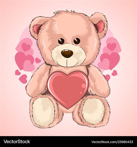 Valentine day love teddy bear heart Royalty Free Vector