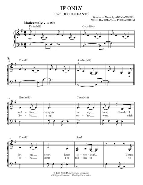 If Only Sheet Music For Piano By Dove Cameron Official