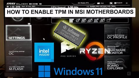 How To Enable Tpm In Msi Motherboards Bios Intel Ryzen In Windows