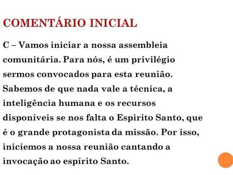 Exemplo de Comentário Inicial para Missa Inspirações para Iniciar a