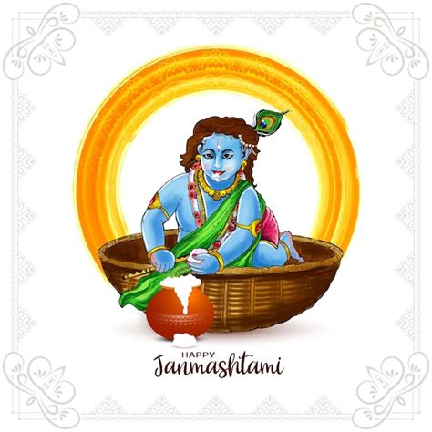 Vector De Fondo Decorativo Feliz Festival Indio Janmashtami Vector Gratis