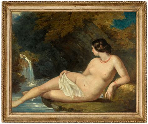 Etty William Reclining Female Nude By A Waterfall MutualArt