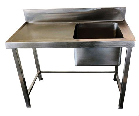 Silver Stainless Steel Single Sink Unit With Work Table For Restuarent