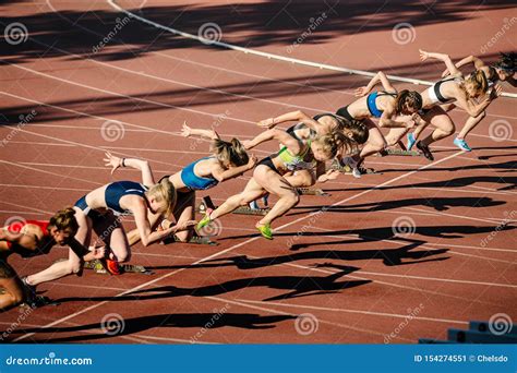 Women Start Running 100 Meters Sprint Editorial Photo - Image of ...