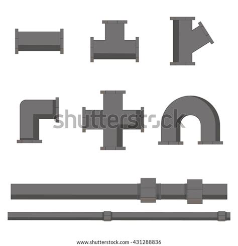 collection pipe pieces  shapes lengths stock vector royalty
