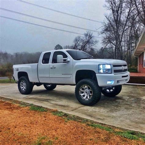 White Lifted Chevy Trucks