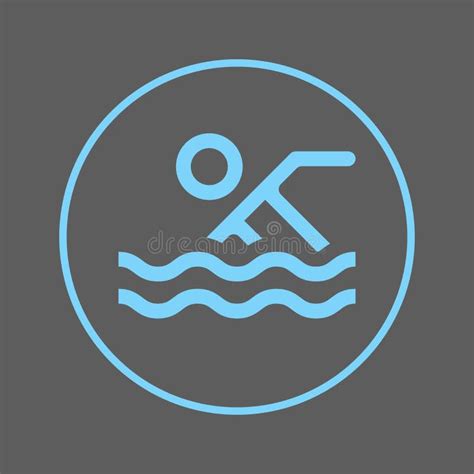 Water Pool Circular Line Icon Swimming Round Colorful Sign Flat Style