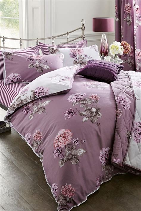 Buy Elegant Hydrangea Plum Cotton Sateen Bed Set From The Next UK