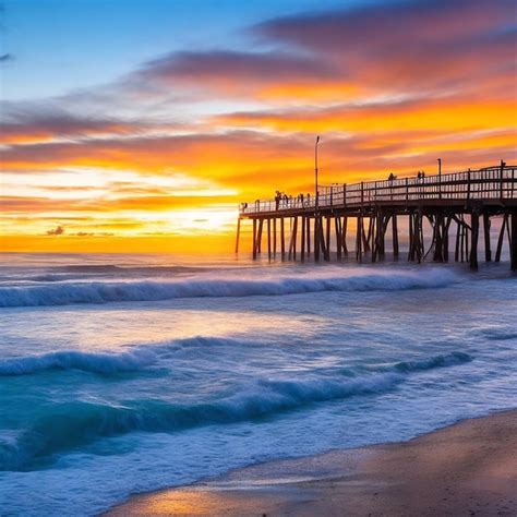 Premium Photo Sunset And Wave Flow In New Brighton Pier Christchurch