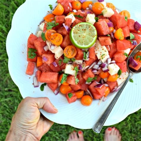 Watermelon Tomato Jicama Salad With Tajin Honey Dressing