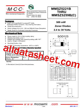 MMSZ5242B TP Datasheet PDF Micro Commercial Components