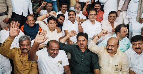 Karnataka 10 BJP MLAs Suspended From Assembly For Disrespectful Conduct