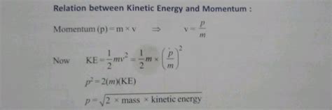 The Relation Between Momentum P Mass M Kinetic Energy Ke And