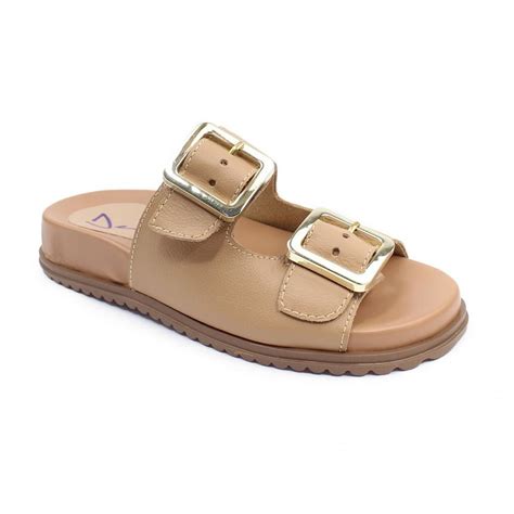 Papete Fivela Facheta Vira Couro Nude Depp