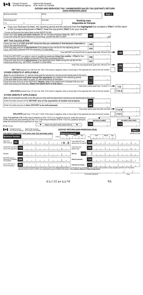 Hst Gst Return Form Fill Out Printable PDF Forms Online