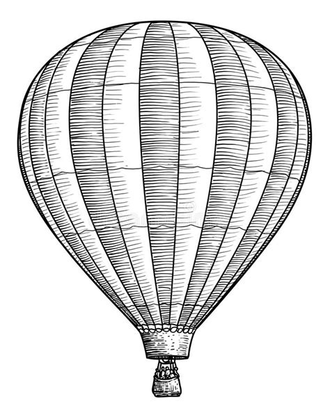 Ejemplo Del Globo Del Aire Caliente Dibujo Grabado Tinta Línea Arte