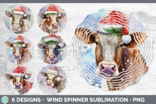 Christmas Cow Painted Wind Spinner Sub Graphic By Enliven Designs