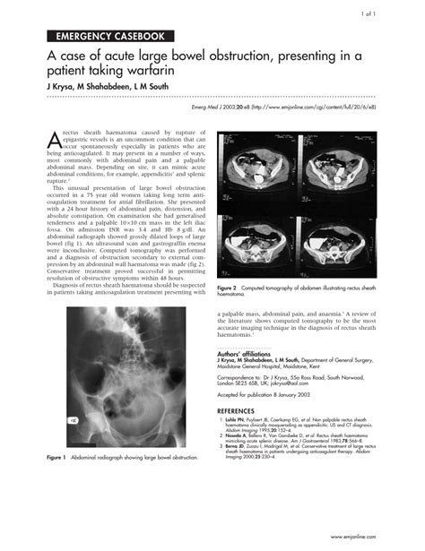 PDF A Case Of Acute Large Bowel Obstruction Presenting In A Patient