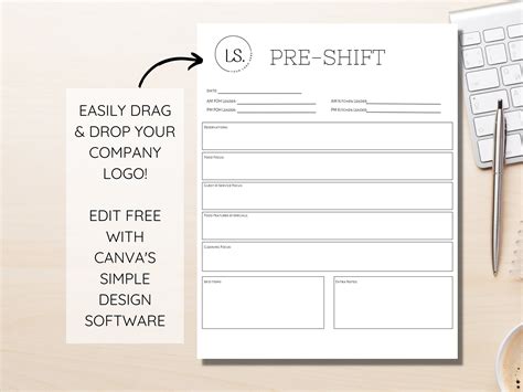 Pre Shift For Restaurants Editable Pre Shift Template Etsy