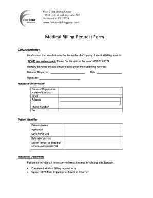 Fillable Online Request For Itemized Billing Fax Email Print Pdffiller