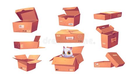 Brown Cardboard Boxes Different Shapes Stock Vector - Illustration of ...