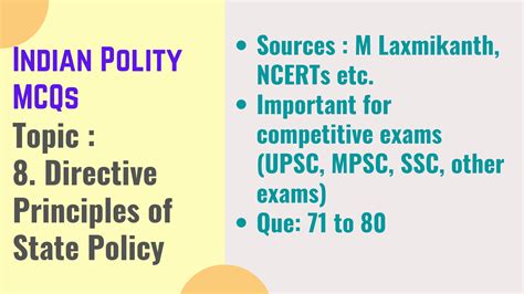 Polity Mcqs Topic 8 Directive Principles Of State Policy Mpsc Planner