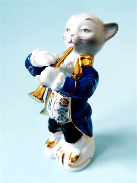 VINTAGE GERMAN GRÄFENTHAL CARL SCHEIDIG CAT TRUMPET MUSICIAN PORCELAIN