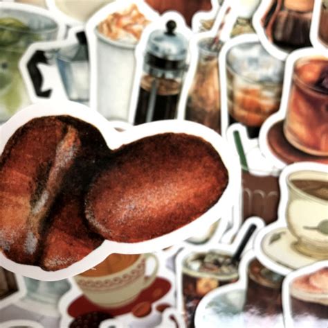 40pcs Coffee Stickers Cute Sticker Kawaii Stationary Etsy