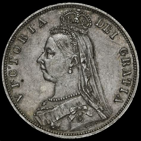 1887 Queen Victoria Jubilee Head Silver Half Crown Near EF