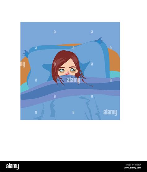 Sick Girl Lying In Bed Stock Vector Image And Art Alamy