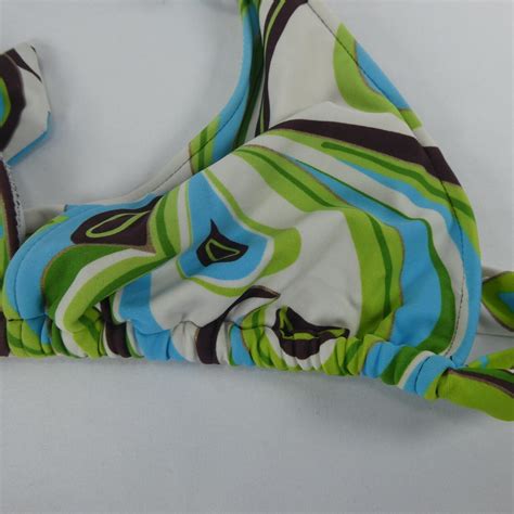 Mossimo Supply Blue Green White Black Swirl Bikini Top Large EBay