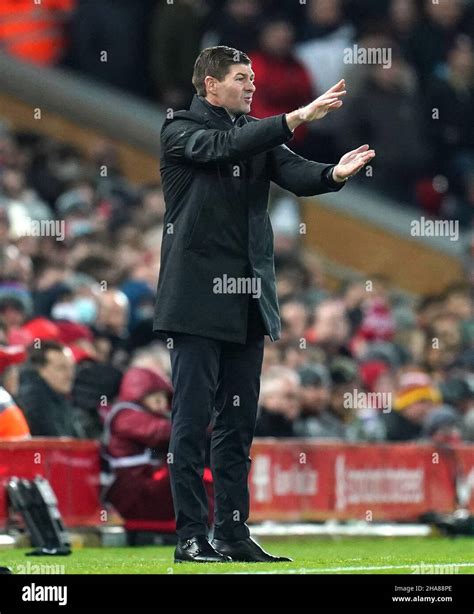 Aston Villa Manager Steven Gerrard Gestures On The Touchline During The