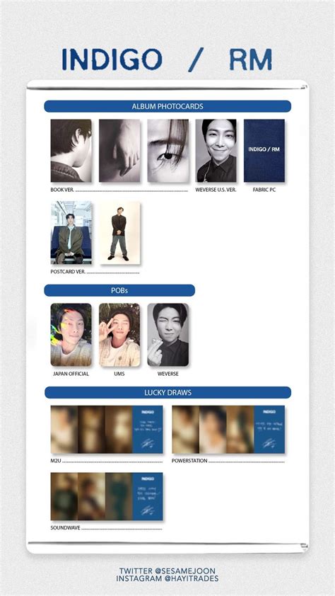 RM Indigo Photocards template cr sesamejoon в 2023 г