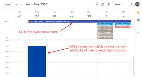 Google Calendar - How to Get Multi-Day Events to Show as Blocks of Time ...