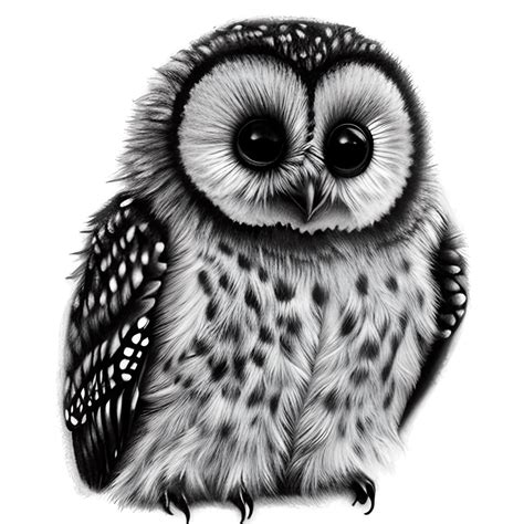 Cute Fluffy Baby Owl Graphic Creative Fabrica