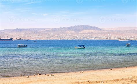 Aqaba gulf and view on Israel town Eilat 12041665 Stock Photo at Vecteezy