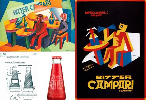 Bottiglia Campari Soda Fortunato Depero Milano Rosso Rubino Rosso